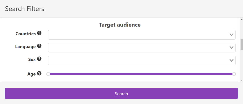 Target audience filters