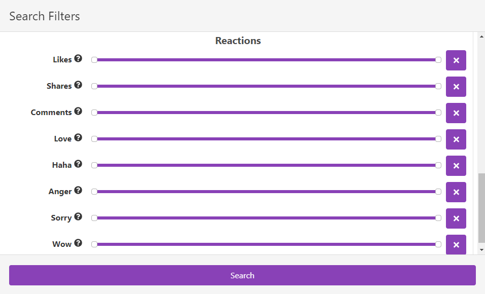 Reactions filters