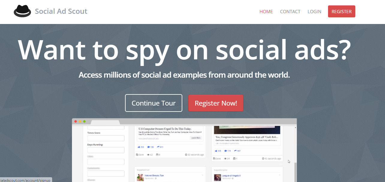 Facebook ads spy Social Ad Scout