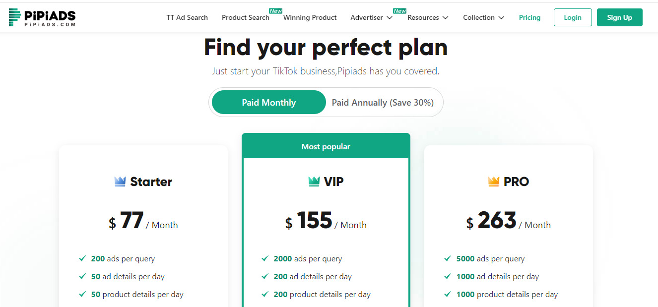 Pipiads pricing