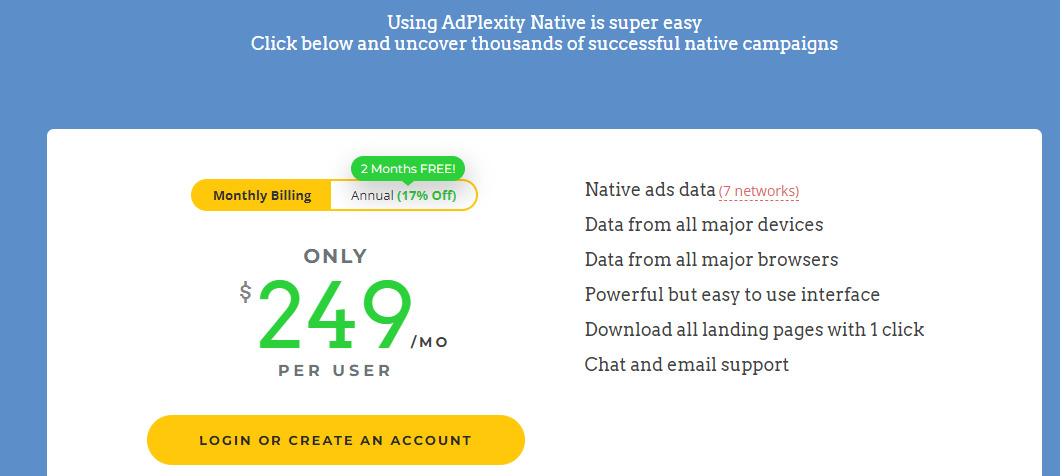 Adplexity Pricing native ad spy tools