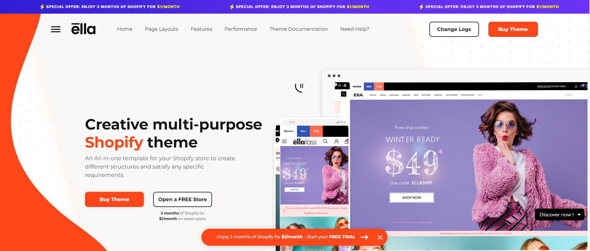 Ella best shopify theme for one product store