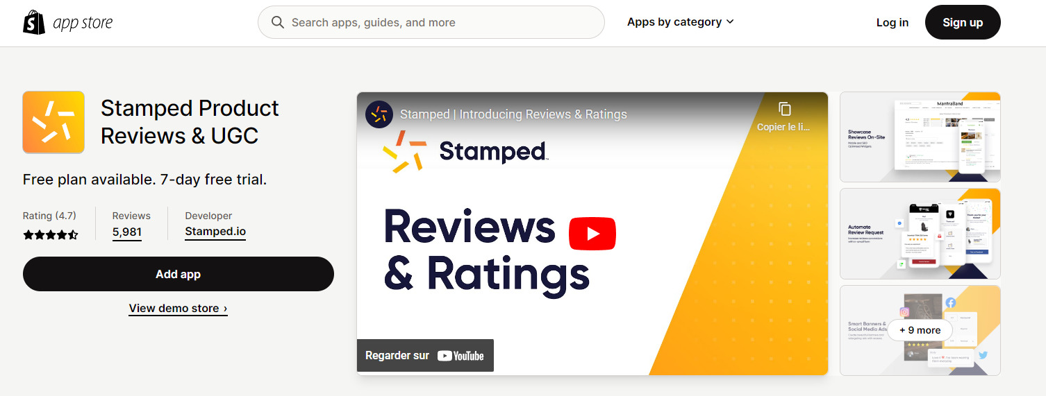 Stamped.io Best review apps for shopify