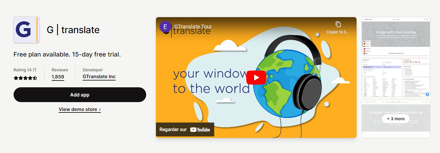 G Translate best translation applications for shopify