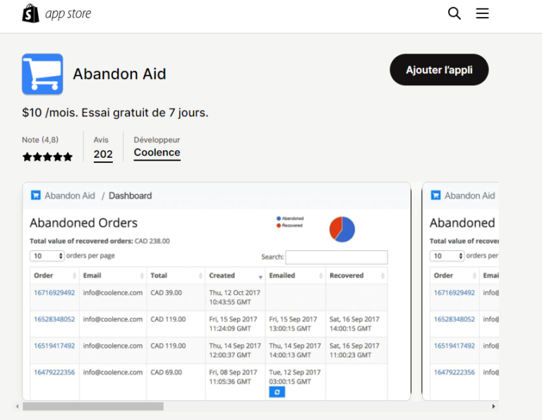 Abandon Aid best abandoned cart apps for Shopify