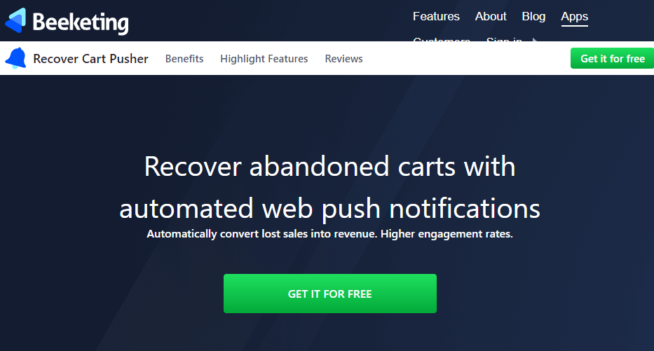 best abandoned cart apps for Shopify Recover Cart Pusher