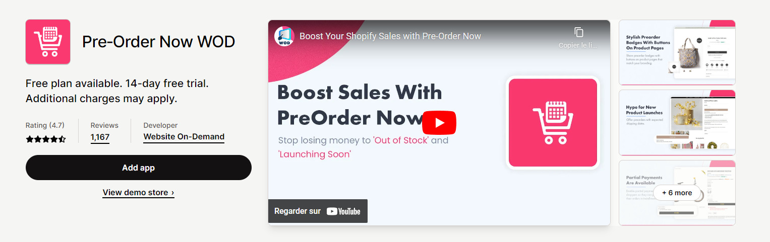 Pre-Order Now WOD best pre order applications for Shopify