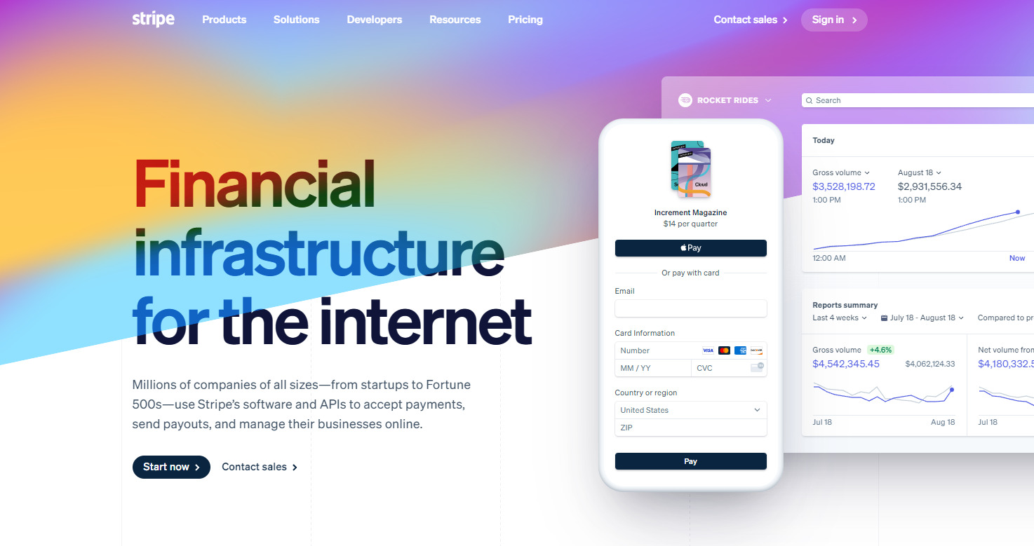 Stripe home page