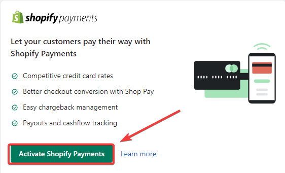 Activate Shopify Payments